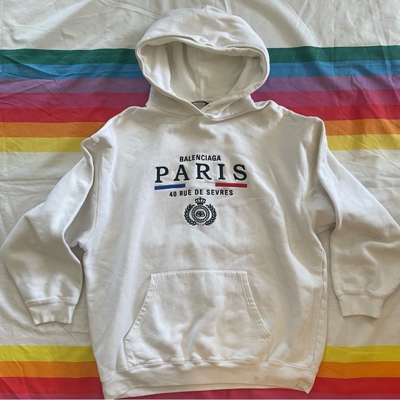 Balenciaga | Sweaters | Balenciaga Paris Flag Hoodie | Poshmark